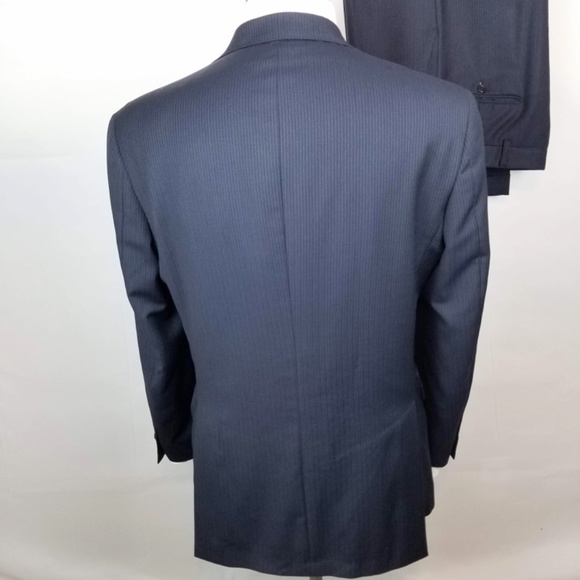 HART SCHAFFNER MARX- 40R 36X29 Mens 2 Piece Suit Dark Navy Blue With Stripes - Picture 5 of 16